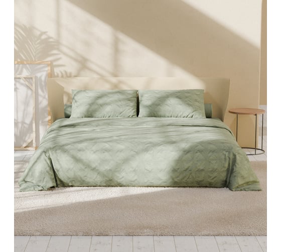 Изображение товара Комплект постельного белья LoveLife евро, Texture: green 200x217 см, 230x240 см, 50x70 см 2 шт., микрофибра, 110 г/м2 10323181