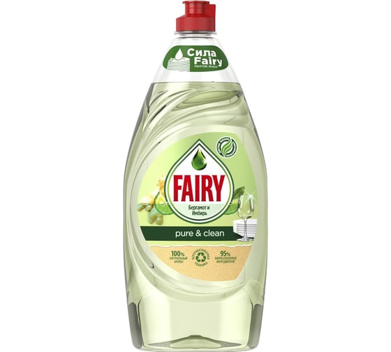 Изображение товара Средство для мытья посуды FAIRY Pure & Clean Бергамот и Имбирь 900 мл 0001009759