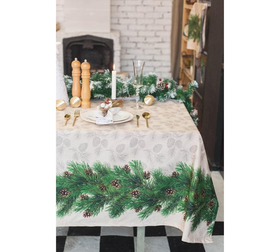 Изображение товара Полотенце Этель Еловые ветви 40x67 см, 100% хлопок, саржа 190 г/кв.м 3629004