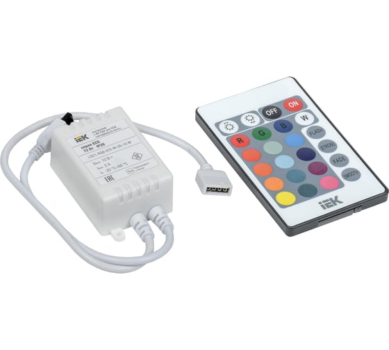 Изображение товара Контроллер с ПДУ IEK ИК RGB, 3 канала, 12В, 2А, 72вт LSC1-RGB-072-IR-20-12-W