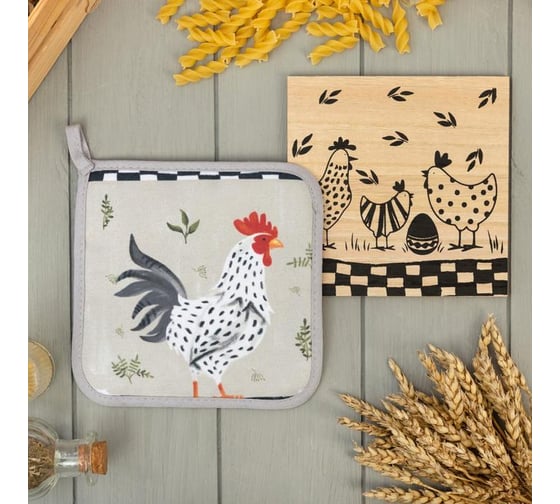 Изображение товара Набор кухонный Доляна "Светлой Пасхи" прихватка, подставка под горячее 5599484