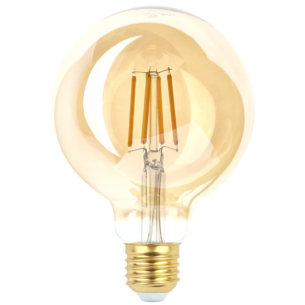 фото Филаментная лампа эра fled g95-7w-824-e27 gold, шар, золото, 7 вт, теплый, e27, 20/420 б0047662