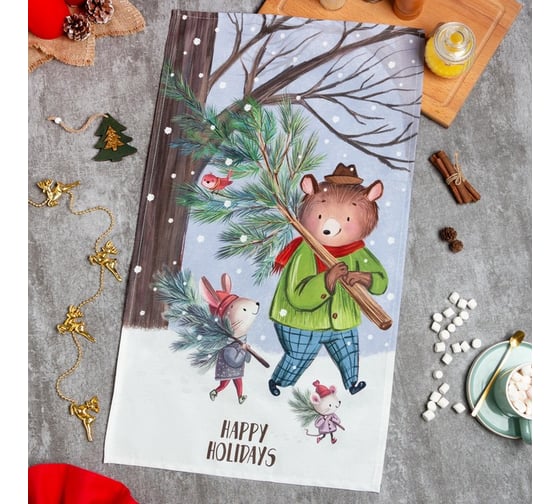 Изображение товара Полотенце Этель Happy holidays 40x73см, 100% хл, саржа 190 гр/м2 7182021