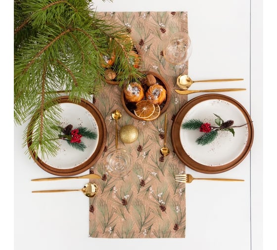 Изображение товара Дорожка Этель "Spruce branches" 30x70см, 100%хл, саржа 190 г/м2 7321858