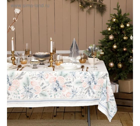 Изображение товара Скатерть Этель Christmas flowers 149x110см с ГМВО, 100%хл, 190г/м2 5035890