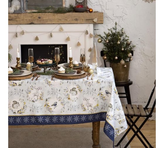 Изображение товара Скатерть Этель Snow animals 149x110см с ГМВО, 100%хл, 190г/м2 5035908