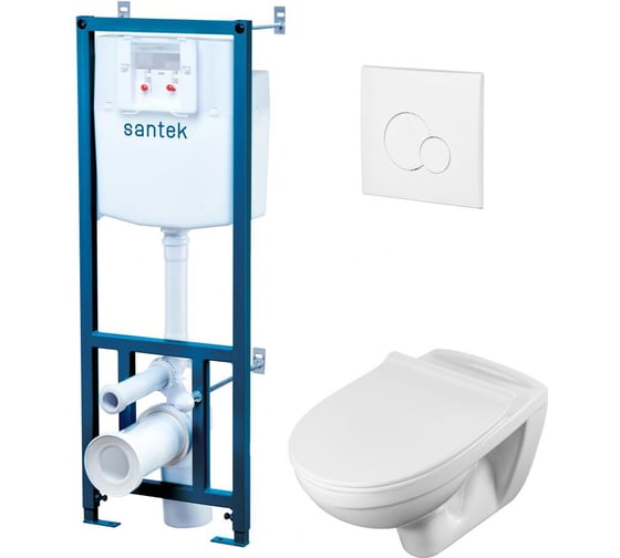 Изображение товара Подвесной унитаз Santek Пэк "Бореаль" с сиденьем SC, инсталляция, панель белого цвета 1WH302464 00050182