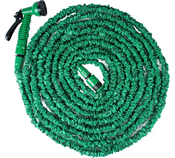 Изображение товара Шланг поливочный ПОЛЕСАД растягивающийся 75 FT7,5 22,5 м. с пистолетом, адаптером, соединителем (1/12) 019621