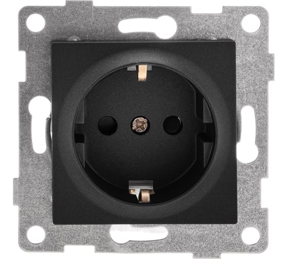 Изображение товара Механизм розетки GUSI ELECTRIC Ugra 1-ой с/з с з/ш, скрытая установка, 16А, 250В, графит С11Р4-010