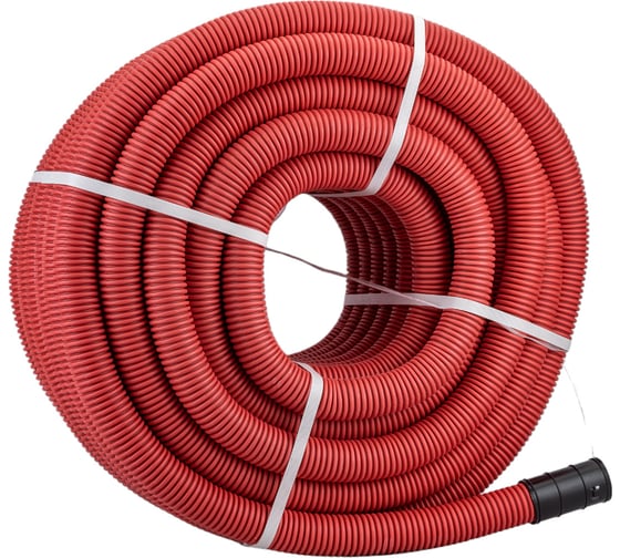 Изображение товара Гофрированная двустенная труба с зондом ЭРА ПНД, красная, d=50мм, 50м Б0048280