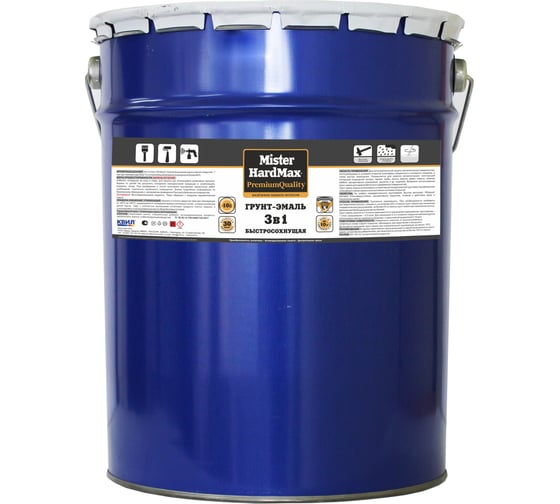 Изображение товара Грунт-эмаль 3 в 1 HardMax MISTER быстросохнущая черная БАР 21 КГ 4690417094868