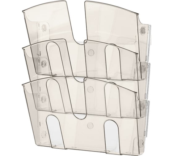 Изображение товара Горизонтальный настенный дисплей Attache 3 отделения, А4, дымчатый 87671