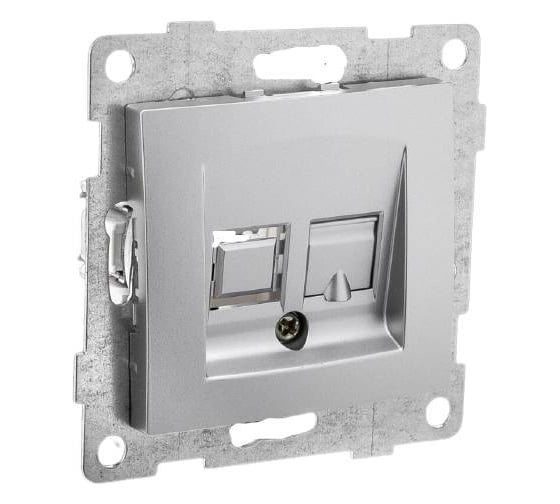 Изображение товара Механизм телефонной розетки GUSI ELECTRIC Ugra RJ12, одинарной, СУ, серебро С11Т1-004