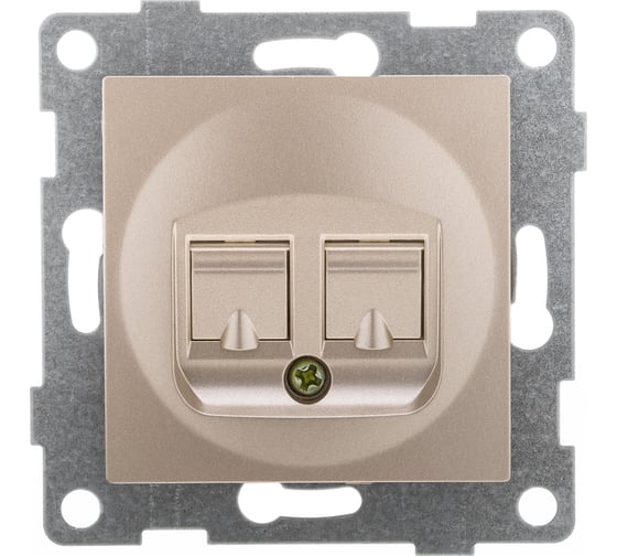 Изображение товара Механизм комбинированной розетки GUSI ELECTRIC Ugra RJ45, RJ12, СУ, шампань С11КТ-027