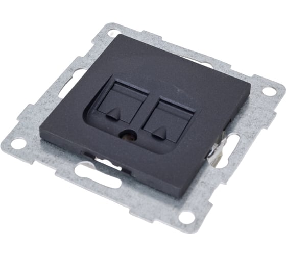 Изображение товара Механизм компьютерной розетки GUSI ELECTRIC Ugra RJ45, двойной, СУ, графит С11К2-010