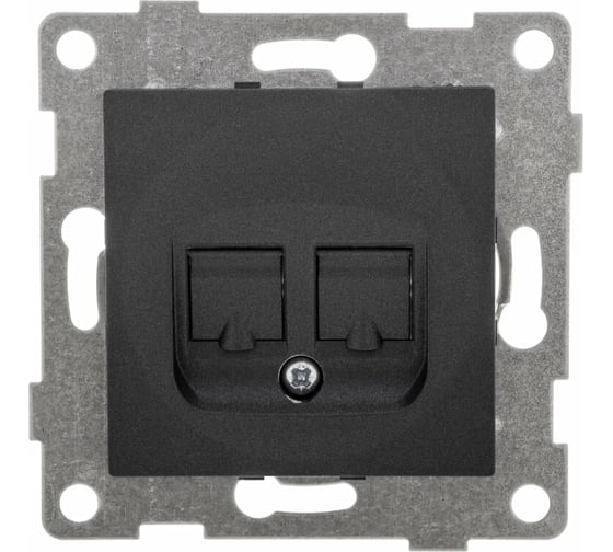 Изображение товара Механизм телефонной розетки GUSI ELECTRIC Ugra RJ12, двойной, СУ, графит С11Т2-010