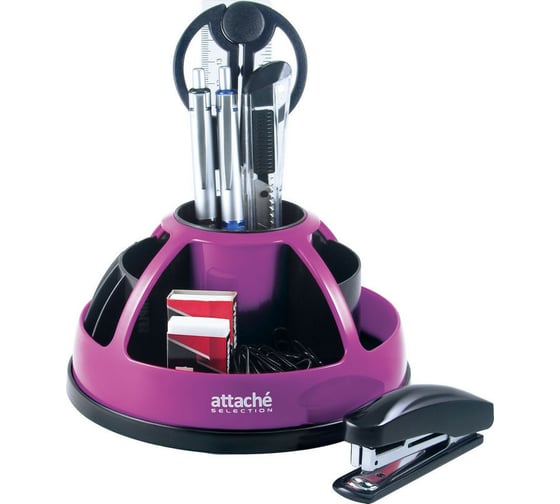 Изображение товара Подставка Attache Selection для канцелярских мелочей, черный/фуксия, 10 предметов 327425