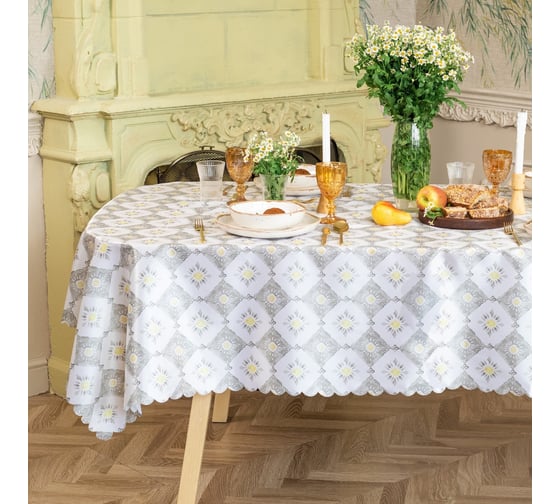 Изображение товара Скатерть Доляна Gray diamonds 145x300 см, 100% п/э 10389116