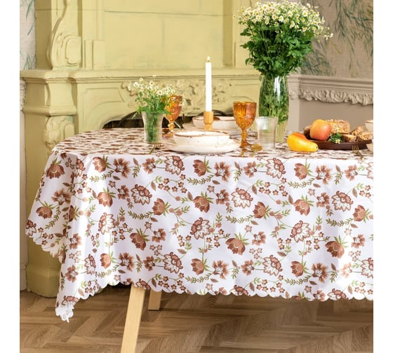 Изображение товара Скатерть Доляна Red flowers 145x220 см, 100% п/э 10389106