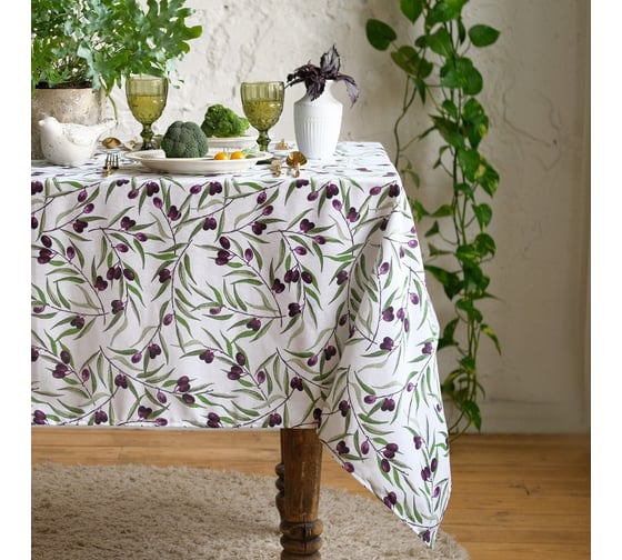Изображение товара Скатерть Доляна Olives 149x180 см, 100% хлопок, рогожка 164 г/м2 9215873