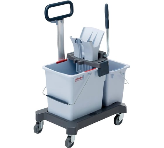 Изображение товара Тележка уборочная Vileda Professional, 2 съемных ведра 25л 10л, платформа, с ручкой, туннельный отжим, 147209 602116