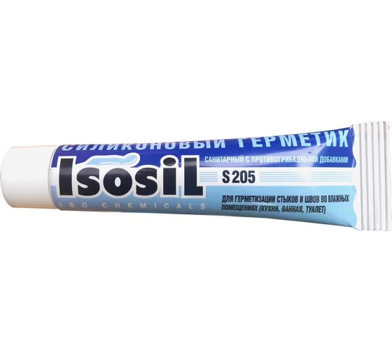 Изображение товара Силиконовый санитарный герметик для ванной и кухни ISOSIL S205, белый, 40 мл 2050105