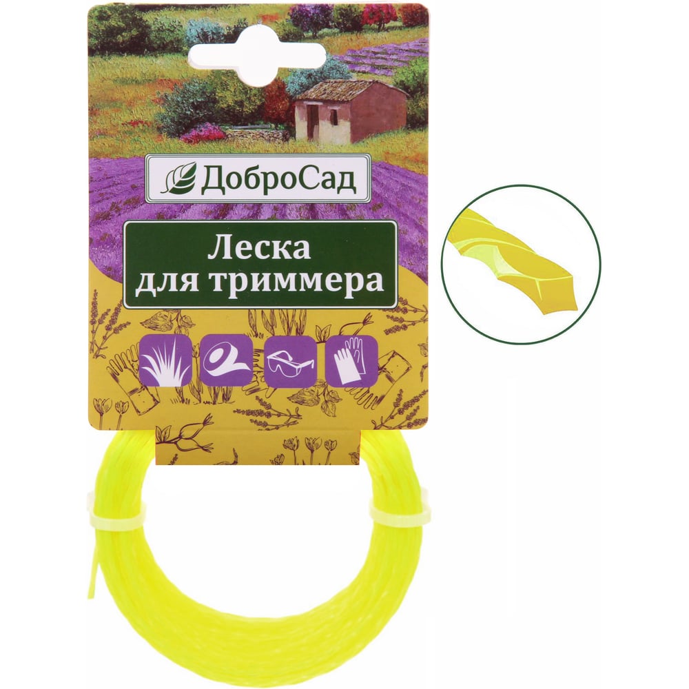Изображение товара Леска для триммера 1.6 мм 15 м канат Добросад 702-389