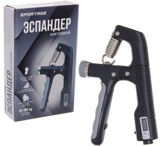Изображение товара Эспандер кистевой с регуируемой нагрузкой Sportage W01 счетчик, черный-серый 271-207