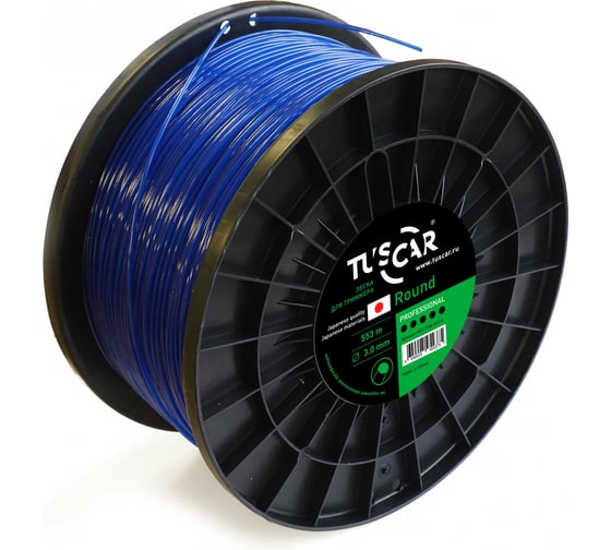 Изображение товара Леска для триммера Round blue, Professional, 3.0 мм, 553 м, JQ TUSCAR 10111730-553-4