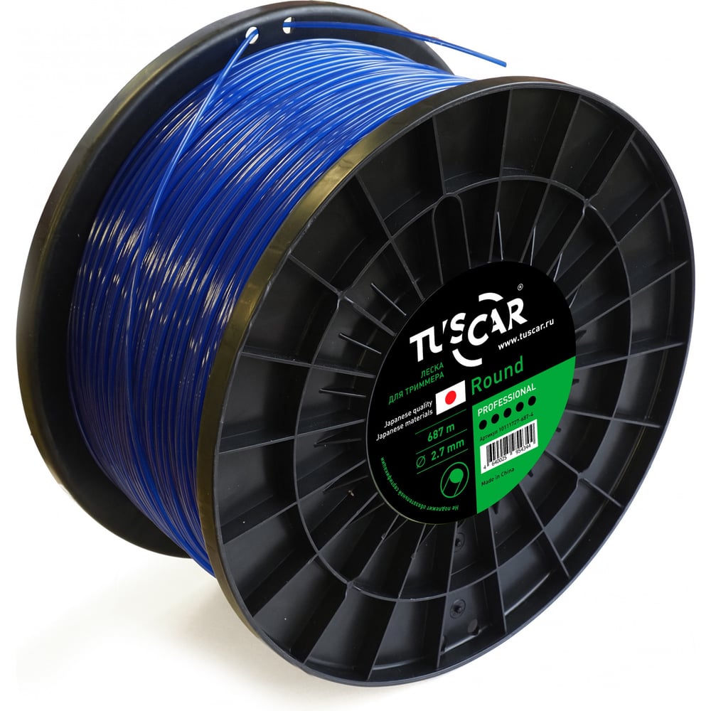 Изображение товара Леска для триммера Round blue 2.7 мм, 687 м, JQ TUSCAR профессиональная