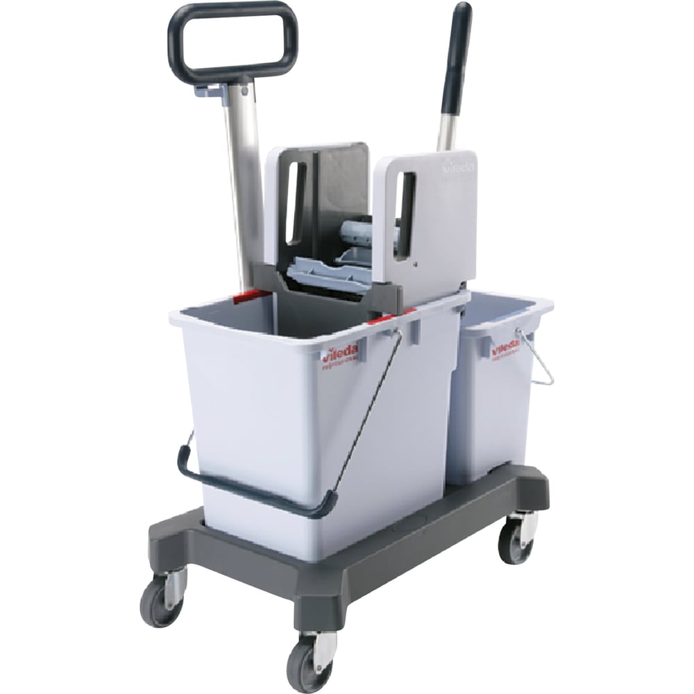 Изображение товара Тележка уборочная Vileda Professional 2 съемных ведра 25л+10л, платформа, с трансп. ручкой, вертикал.отжим, 602140