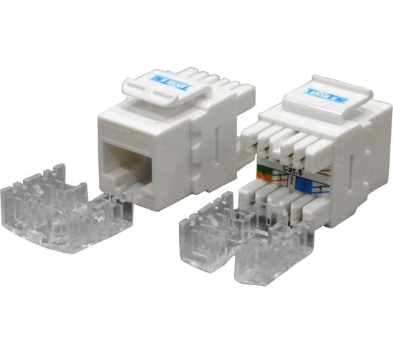 Изображение товара Модуль Keystone RJ45, кат.6, UTP, 180 градусов, белый, TWT-OK45UTP180/6-WH