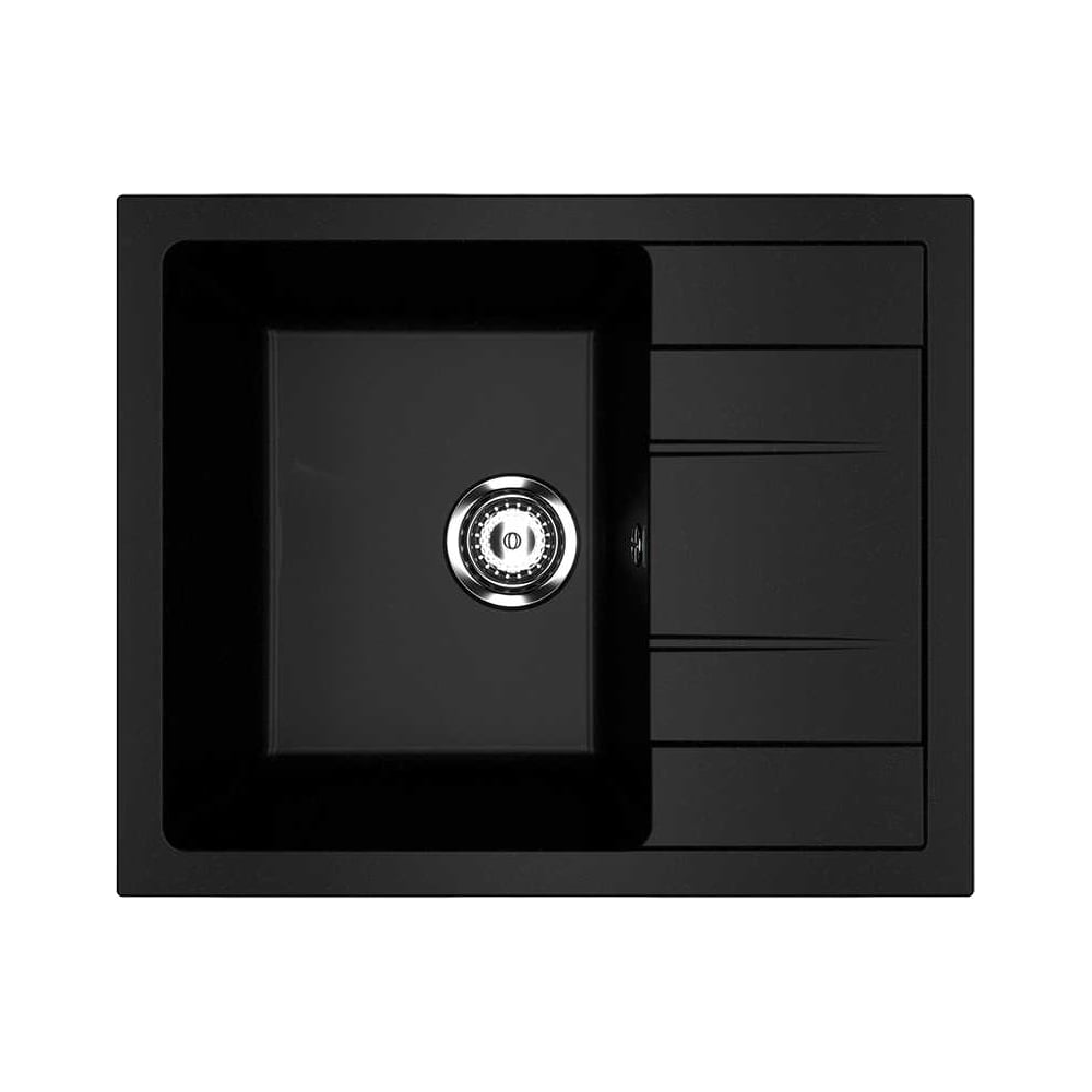 Изображение товара Кухонная мойка ULGRAN ультра-черная U-607-344 с крылом и сифоном