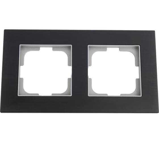 Изображение товара Рамка 2-местная Ovivo PRIME ELEMENTS ALUMINIUM, черный/серебро 403-500020-226