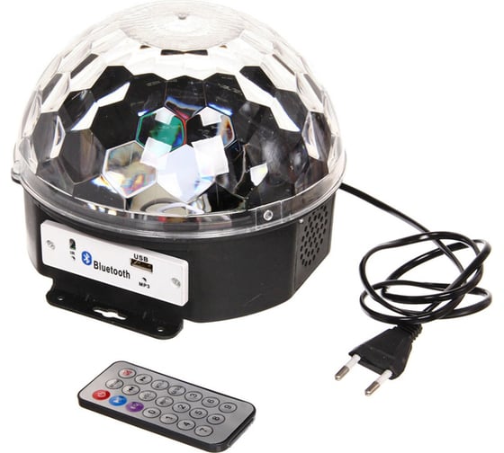 Изображение товара Диско-шар светодиодный Серпантин "Каледоскоп", LED (красный, зеленый, синий), USB+mp3+пульт+bluetooth (220V) 765-173