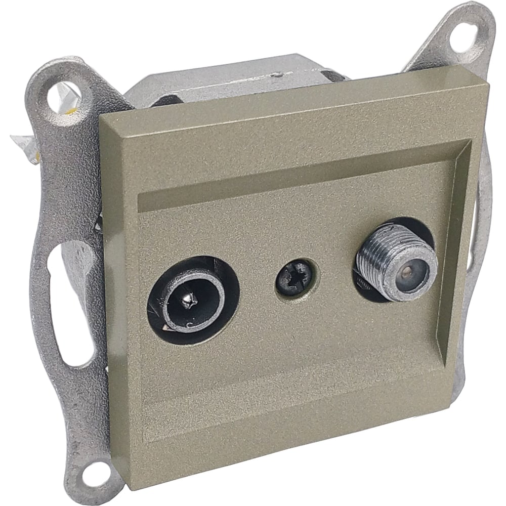 Изображение товара Механизм TV розетки Ovivo+Спутник проходной антрацит 2 гнезда для TV и SAT