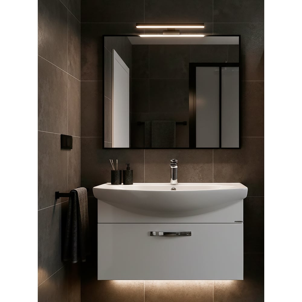 Изображение товара Подвесная тумба для умывальника AQUATON Ария 80 SMILE белый глянец