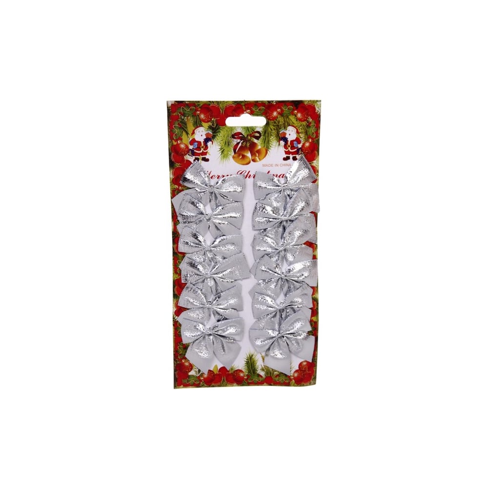 Изображение товара Бант на елку Серпантин Серебряный шик 6 см набор 12 шт