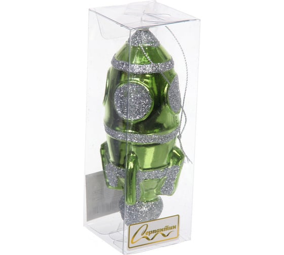 Изображение товара Елочная игрушка Серпантин Новогодняя ракета 12x5x5 см, зеленый 916-1156