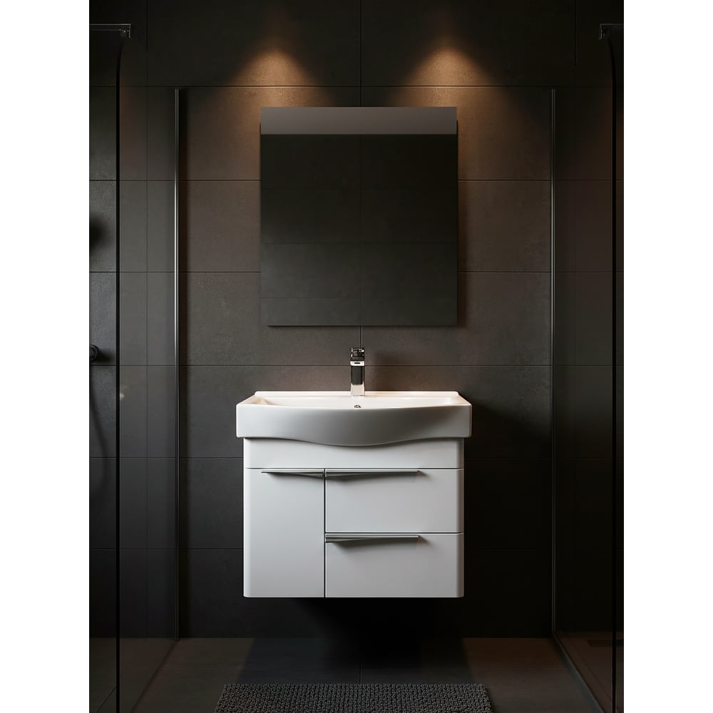 Изображение товара Тумба AQUATON Беверли 65 с умывальником современная белый глянец хром