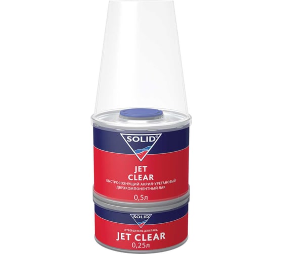 Изображение товара Двухкомпонентный экспресс лак SOLID JET CLEAR (500+250 мл) 2+1 (в комплекте с отвердителем) 323.0750
