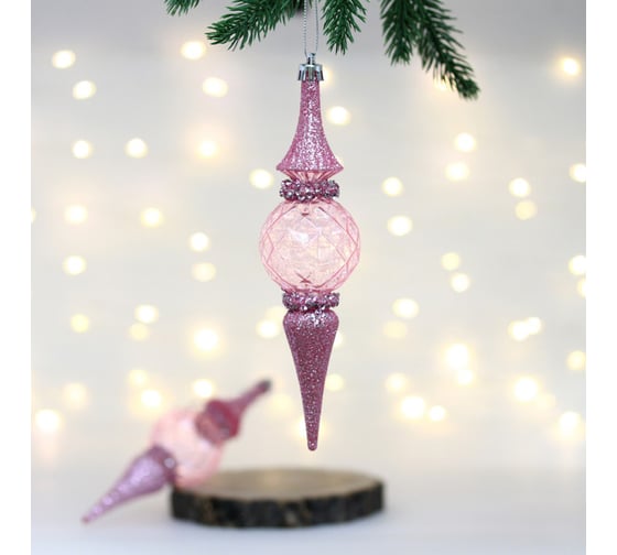 Изображение товара Елочные игрушки Серпантин Искры 5x5x19 см набор 2 шт, розовый 107-6058