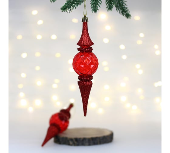 Изображение товара Елочные игрушки Серпантин Искры 5x5x19 см набор 2 шт, красный 107-6186