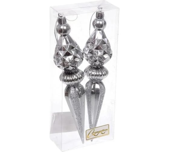 Изображение товара Елочные игрушки Серпантин Искры 5x5x19 см набор 2 шт, белый 107-6183