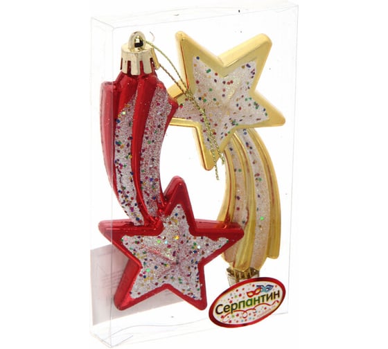 Изображение товара Елочные игрушки Серпантин Комета яркая 9,5 см микс цветов набор 2 шт 196-354