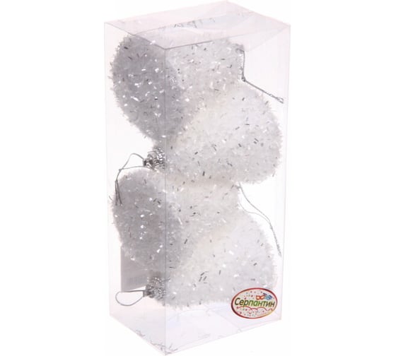 Изображение товара Елочные игрушки Серпантин Морозный иней КОЛОКОЛЬЧИК 7 см набор 4 шт, белый 916-0142