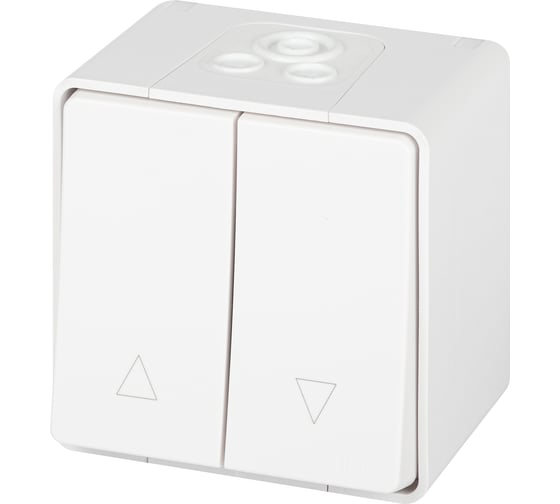 Изображение товара Переключатель ЭРА Эксперт 11-1508-01 для жалюзи кнопочный IP55, 10АХ250В, ОУ, белый Б0063251