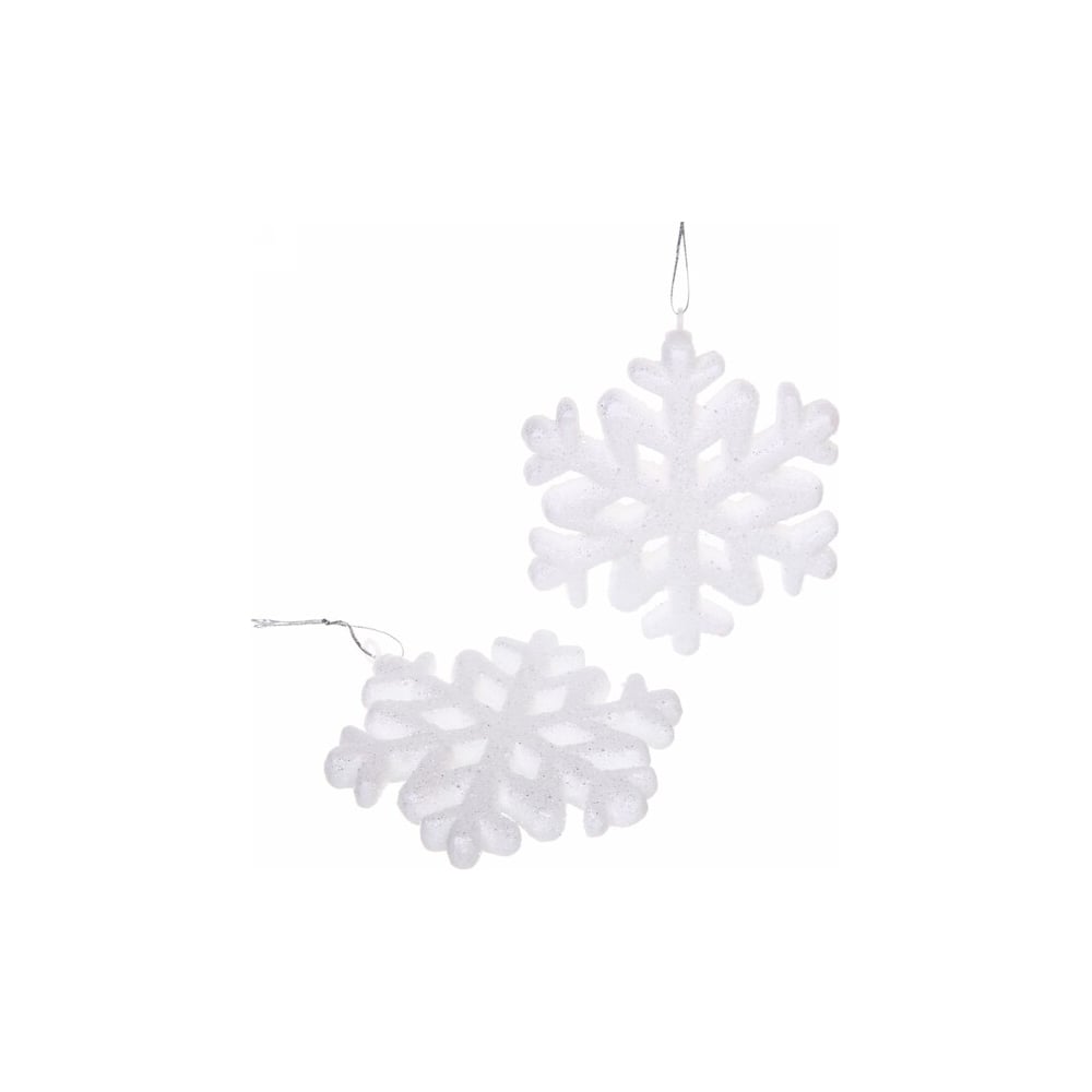Изображение товара Елочные игрушки Серпантин Снежинки10,5 см набор 2 шт, белый блеск 916-0007