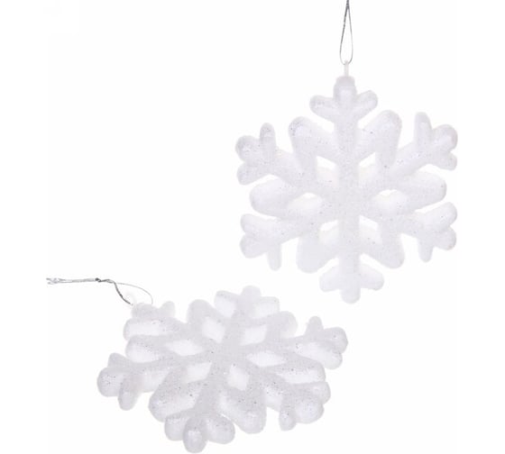 Изображение товара Елочные игрушки Серпантин Снежинки10,5 см набор 2 шт, белый блеск 916-0007