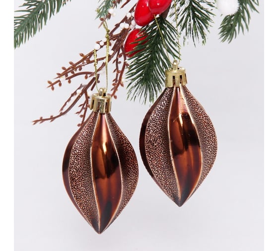 Изображение товара Елочные игрушки Серпантин Таинственное очарование Капля 8 см набор 2 шт, шоколад 916-0629